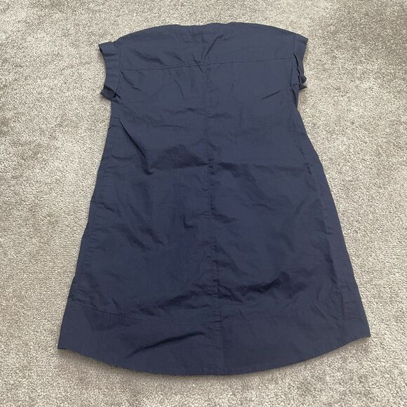 J.Crew Lace Up Shift Dress Womens Petite Small Navy Blue Cotton Casual Classic - Picture 2 of 13